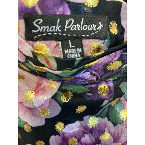 Smak Parlor Floral Gold Polka Dot True Wrap Ruffle Skirt NEW Size Large - Picture 13 of 13